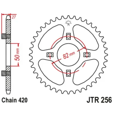 Zębatka tylna stalowa JT R256-38, 38Z, rozmiar 420