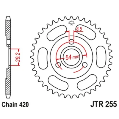 Zębatka tylna stalowa JT R255-26, 26Z, rozmiar 420