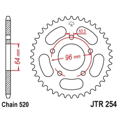 Jt Zębatka Tylna 254 45 Honda Cbf 250 '04-'07 (25445Jt) (Łańc. 520) Jt Zębatka Tylna 254 45 Honda Cbf 250 '04-'07 (25445Jt) (Łańc. 520)