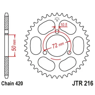 Zębatka tył stalowa JT , 47z rozmiar 420 (JTR216.47) Zębatka tył stalowa JT , 47z rozmiar 420 (JTR216.47)