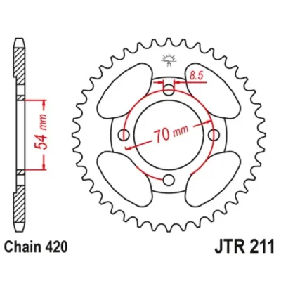 Zębatka tylna stalowa JT R211-42, 42Z rozmiar 420 Zębatka tylna stalowa JT R211-42, 42Z rozmiar 420