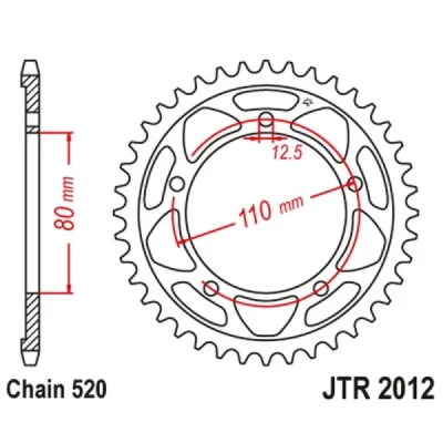 Zębatka tył stalowa JT , 42z rozmiar 520 (JTR2012.42) Zębatka tył stalowa JT , 42z rozmiar 520 (JTR2012.42)