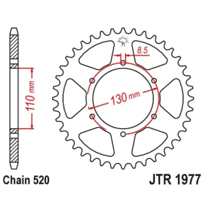 Zębatka tył stalowa JT , 48z rozmiar 520 (JTR1977.48) Zębatka tył stalowa JT , 48z rozmiar 520 (JTR1977.48)