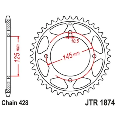 Zębatka tył stalowa JT , 59z rozmiar 428 (JTR1874.59)
