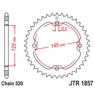 Zębatka tylna stalowa JT R1857-45, 45Z, rozmiar 520 Zębatka tylna stalowa JT R1857-45, 45Z, rozmiar 520