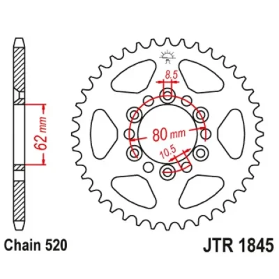 Zębatka tył stalowa JT , 37z rozmiar 520 (JTR1845.37) Zębatka tył stalowa JT , 37z rozmiar 520 (JTR1845.37)