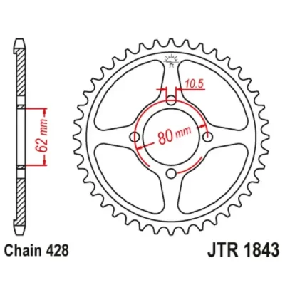 Zębatka tylna stalowa JT R1843-54 ,54Z ,rozmiar 428 Zębatka tylna stalowa JT R1843-54 ,54Z ,rozmiar 428