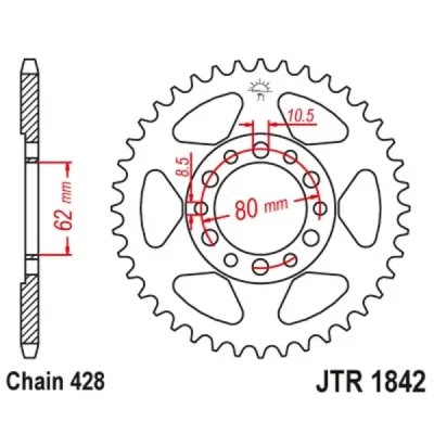 Zębatka tył stalowa JT , 52z rozmiar 428 (JTR1842.52)