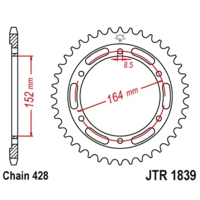 Zębatka tylna stalowa JT R1839-56 ,56Z ,rozmiar 428 Zębatka tylna stalowa JT R1839-56 ,56Z ,rozmiar 428