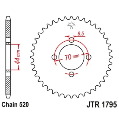 Zębatka tylna stalowa JT R1795-24, 24Z, rozmiar 520 czarna Zębatka tylna stalowa JT R1795-24, 24Z, rozmiar 520 czarna