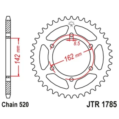 Zębatka tył stalowa JT , 48z rozmiar 520 (JTR1785.48) Zębatka tył stalowa JT , 48z rozmiar 520 (JTR1785.48)