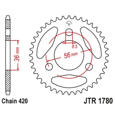 Zębatka tył stalowa JT , 28z rozmiar 420 (JTR1780.28) Zębatka tył stalowa JT , 28z rozmiar 420 (JTR1780.28)