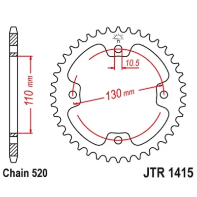 Zębatka tylna stal JT 520 z.37 JTR1415,37 Zębatka tylna stal JT 520 z.37 JTR1415,37