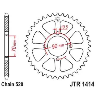Zębatka tył stalowa JT , 43z rozmiar 520 (JTR1414.43) Zębatka tył stalowa JT , 43z rozmiar 520 (JTR1414.43)
