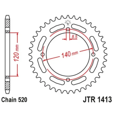 Zębatka tył stalowa JT , 39z rozmiar 520 (JTR1413.39) Zębatka tył stalowa JT , 39z rozmiar 520 (JTR1413.39)