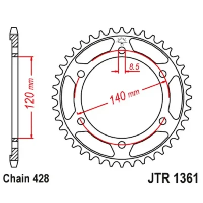 Zębatka tył stalowa JT , 50z rozmiar 428 Honda XLR 250 88-94 (JTR1361.50) Zębatka tył stalowa JT , 50z rozmiar 428 Honda XLR 250 88-94 (JTR1361.50)