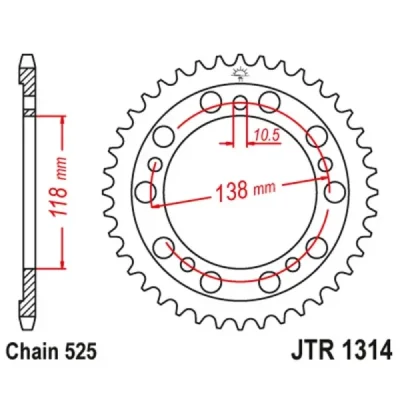 Zębatka tył stalowa JT , 39z rozmiar 525 (JTR1314.39) Zębatka tył stalowa JT , 39z rozmiar 525 (JTR1314.39)