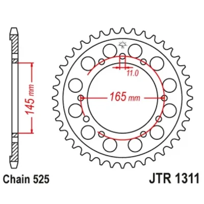 Zębatka tył stalowa JT , 43z rozmiar 525 (JTR1311.43) Zębatka tył stalowa JT , 43z rozmiar 525 (JTR1311.43)