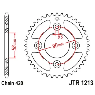 Zębatka tył stalowa JT , 37z rozmiar 420 (JTR1213.37) Zębatka tył stalowa JT , 37z rozmiar 420 (JTR1213.37)