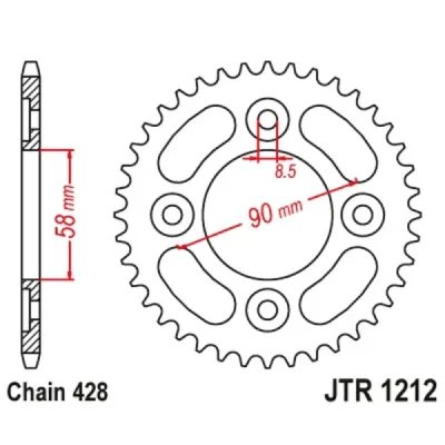 Zębatka tył stalowa JT , 35z rozmiar 428 (JTR1212.35) Zębatka tył stalowa JT , 35z rozmiar 428 (JTR1212.35)