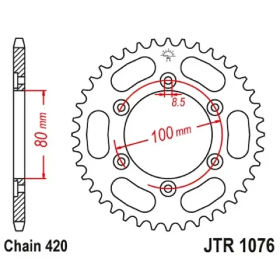 Zębatka tylna stalowa JT R1076-48, 48Z, rozmiar 420 Zębatka tylna stalowa JT R1076-48, 48Z, rozmiar 420