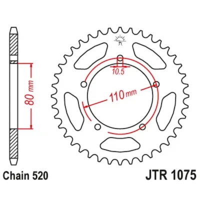 Zębatka tył stalowa JT , 36z rozmiar 520 (JTR1075.36) Zębatka tył stalowa JT , 36z rozmiar 520 (JTR1075.36)