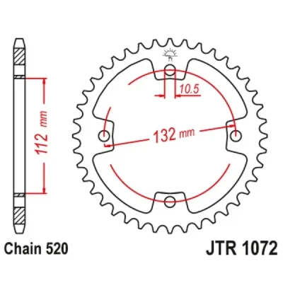 Zębatka tył stalowa JT , 38z rozmiar 520 (JTR1072.38) Zębatka tył stalowa JT , 38z rozmiar 520 (JTR1072.38)