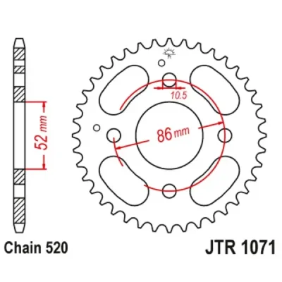 Zębatka tylna stalowa JT R1071-31, 31Z,rozmiar 520 Zębatka tylna stalowa JT R1071-31, 31Z,rozmiar 520
