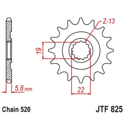 Zębatka przód JT , 13z rozmiar 520 (JTF825.13) Zębatka przód JT , 13z rozmiar 520 (JTF825.13)