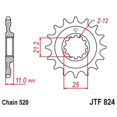 Zębatka przednia JT F824-16, 16Z, rozmiar 520 Zębatka przednia JT F824-16, 16Z, rozmiar 520