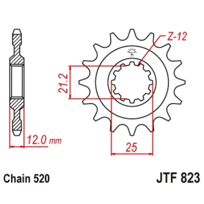 Zębatka przednia JT F823-15, 15Z, rozmiar 520 Zębatka przednia JT F823-15, 15Z, rozmiar 520