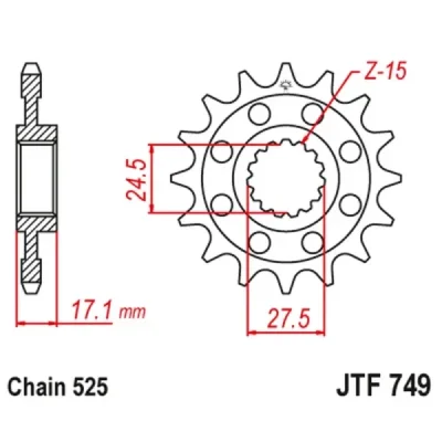 Zębatka przednia JT F749-16RB, 16Z, rozmiar 525 z tłumikiemAlternatywnie: 7260567 Zębatka przednia JT F749-16RB, 16Z, rozmiar 525 z tłumikiemAlternatywnie: 7260567