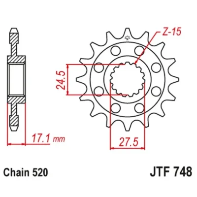 Zębatka przednia JT F748-14, 14Z, rozmiar 520 Racing Zębatka przednia JT F748-14, 14Z, rozmiar 520 Racing