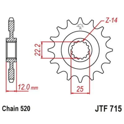 Zębatka przednia JT F715-12, 12Z, rozmiar 520 Zębatka przednia JT F715-12, 12Z, rozmiar 520