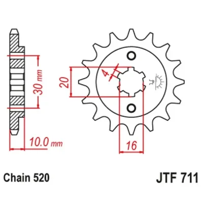 Zębatka przednia JT F711-12, 12Z, rozmiar 520 Zębatka przednia JT F711-12, 12Z, rozmiar 520