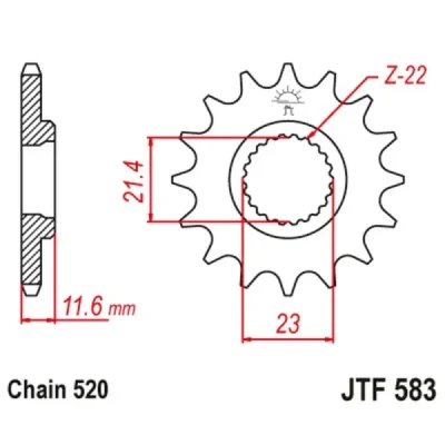 Zębatka przednia JT F583-14, 14Z, rozmiar 520 Zębatka przednia JT F583-14, 14Z, rozmiar 520