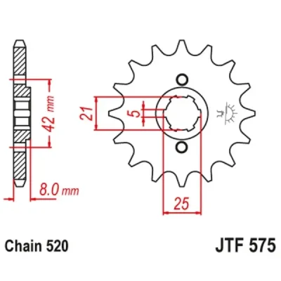 Zębatka przednia JT F575-13, 13Z, rozmiar 520 Zębatka przednia JT F575-13, 13Z, rozmiar 520