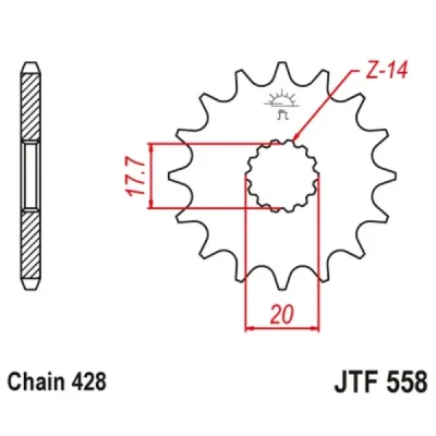 Zębatka przód JT , 20z rozmiar 428 (JTF558.20)