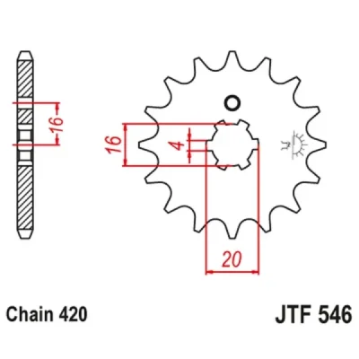 Zębatka przednia JT F546-16, 16Z, rozmiar 420 Zębatka przednia JT F546-16, 16Z, rozmiar 420