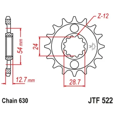 Zębatka przednia JT F522-16, 11Z, rozmiar 630 Zębatka przednia JT F522-16, 11Z, rozmiar 630
