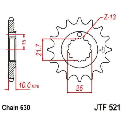 Zębatka przód JT , 15z rozmiar 630 (JTF521.15) Zębatka przód JT , 15z rozmiar 630 (JTF521.15)