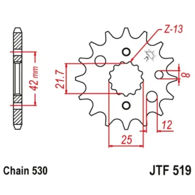 Zębatka przednia JT F519-16, 16Z, rozmiar 530 Zębatka przednia JT F519-16, 16Z, rozmiar 530
