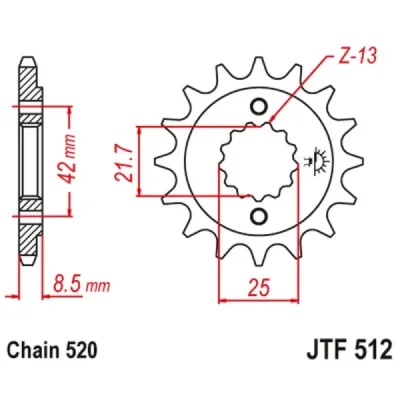 Zębatka przednia JT F512-14, 14Z, rozmiar 520 Zębatka przednia JT F512-14, 14Z, rozmiar 520
