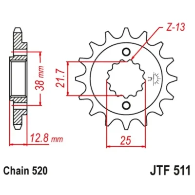 Zębatka przednia JT F511-14, 14Z, rozmiar 520 Zębatka przednia JT F511-14, 14Z, rozmiar 520