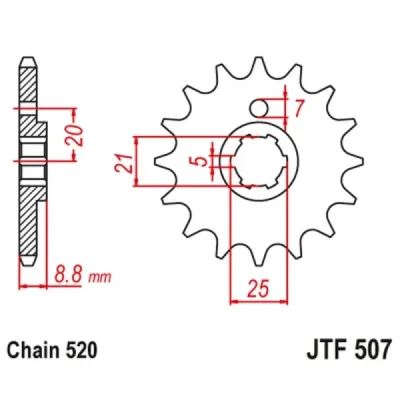 Zębatka przednia JT F507-14, 14Z, rozmiar 520 Zębatka przednia JT F507-14, 14Z, rozmiar 520