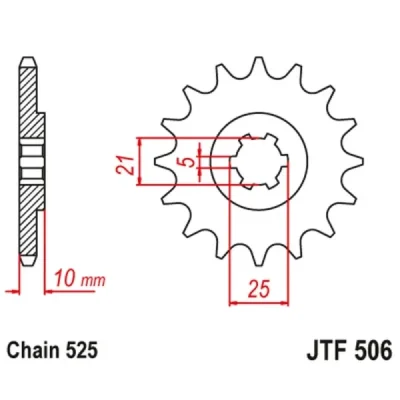 Zębatka przód JT , 14z rozmiar 525 (JTF506.14) Zębatka przód JT , 14z rozmiar 525 (JTF506.14)