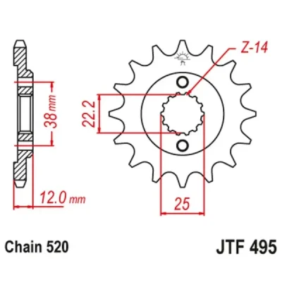 Zębatka przód JT , 15z rozmiar 520 (JTF495.15) Zębatka przód JT , 15z rozmiar 520 (JTF495.15)