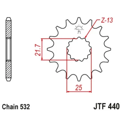 Zębatka przód JT , 14z rozmiar 532 (JTF440.14) Zębatka przód JT , 14z rozmiar 532 (JTF440.14)
