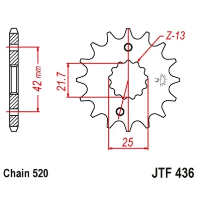 Zębatka przednia JT F436-15, 15Z, rozmiar 520 Zębatka przednia JT F436-15, 15Z, rozmiar 520