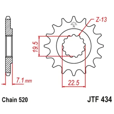 Zębatka przednia JT F434-13, 13Z, rozmiar 520 Zębatka przednia JT F434-13, 13Z, rozmiar 520